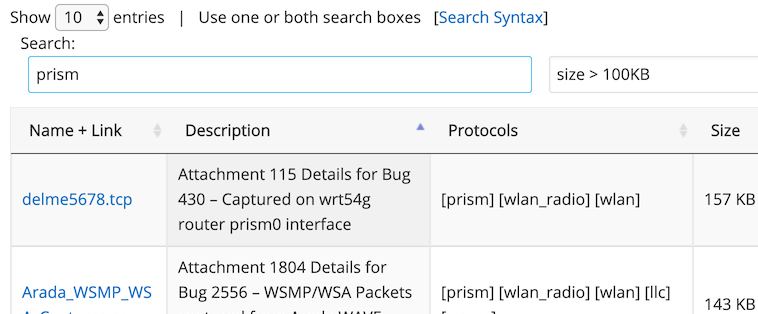 Searching Packet Capturesl