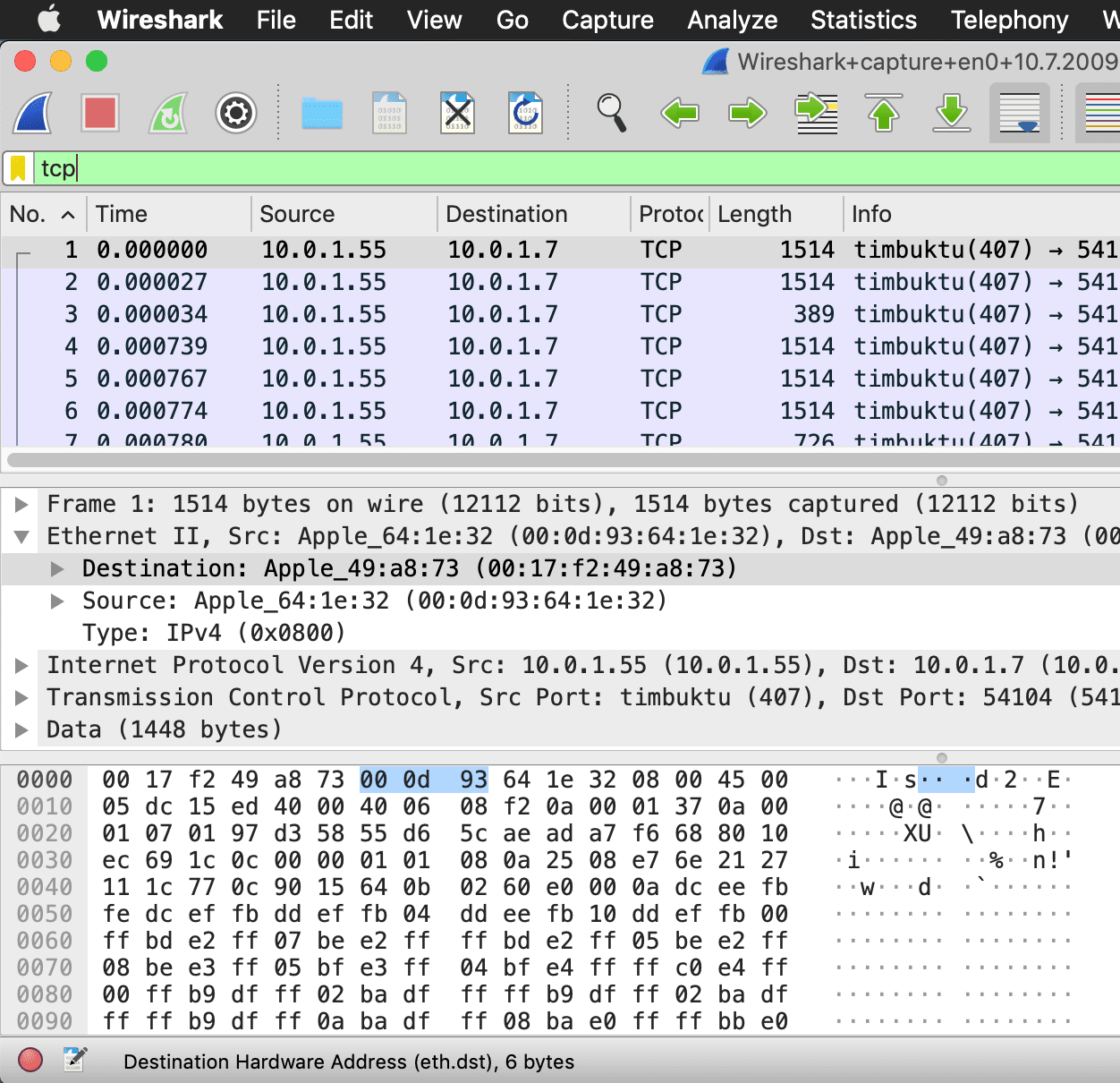 Parts of Wireshark